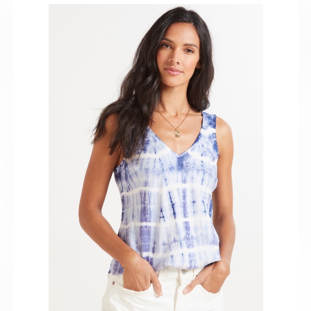 Cloth and Stone tie dye fray edge tank